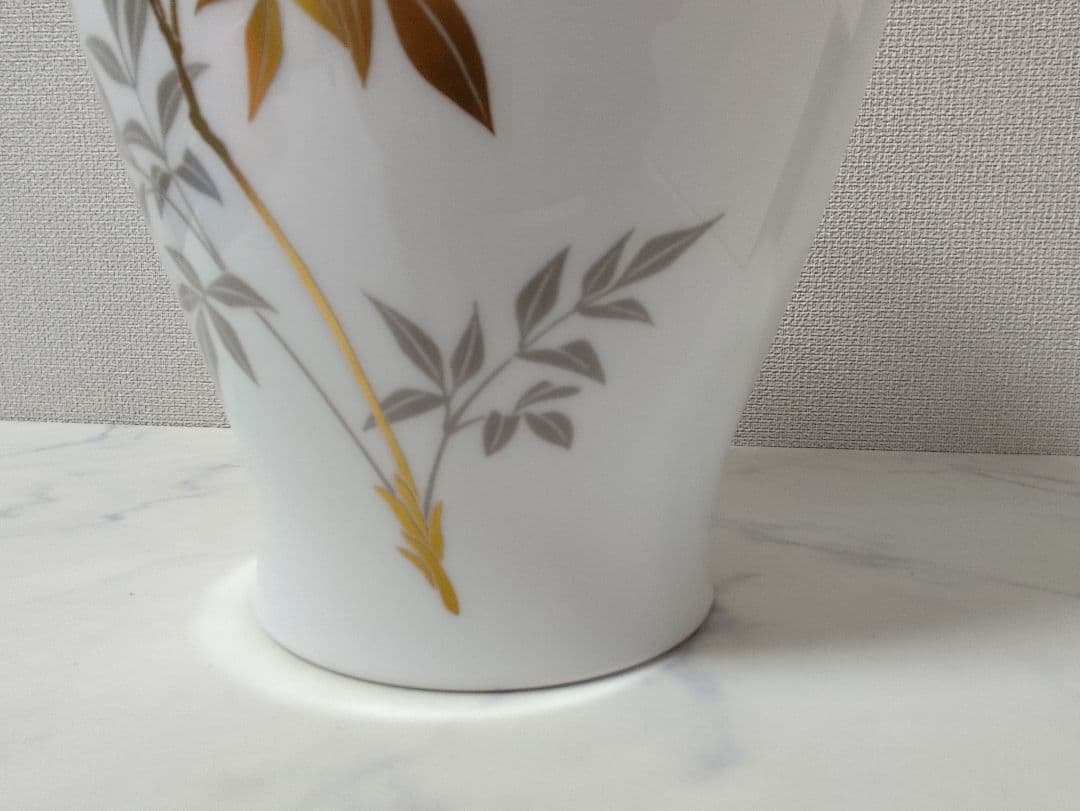 希少] 大倉陶園 OKURA 花瓶 花器 南天 金彩 フラワーベース