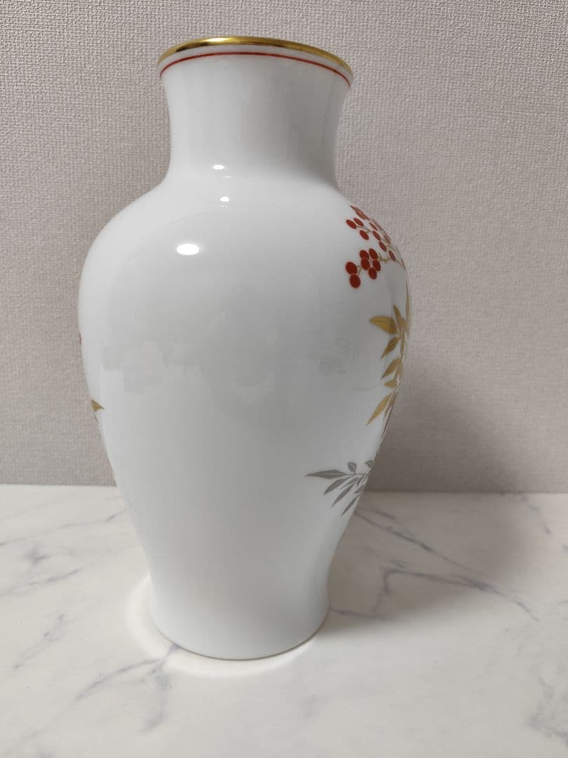 希少] 大倉陶園 OKURA 花瓶 花器 南天 金彩 フラワーベース