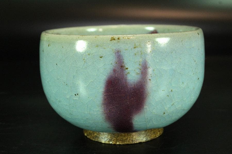 中国美術 鈞窯 斑紫釉 碗 φ10.5cm 古渡 茶道具伝来(K-YC351) 美術品