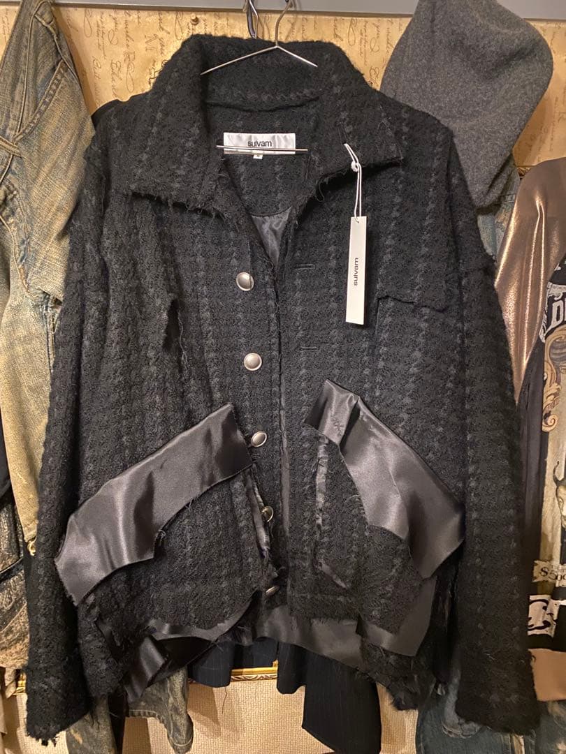 sulvam ツイードブルゾン 黒