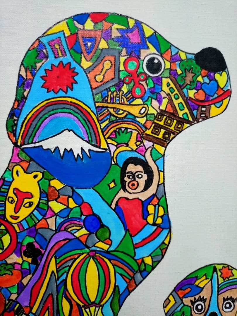 【F6号】ジミー大西【Dog】手描き/表裏サイン有り/油彩/アクリル/絵画/額縁