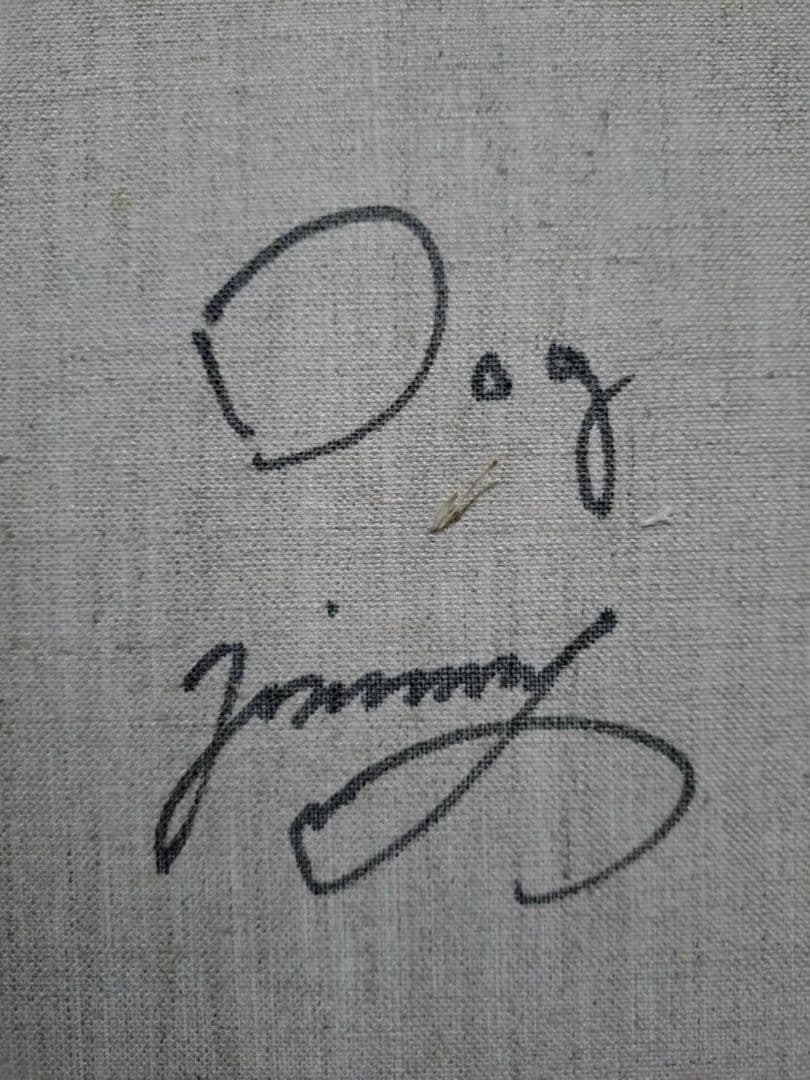 【F6号】ジミー大西【Dog】手描き/表裏サイン有り/油彩/アクリル/絵画/額縁