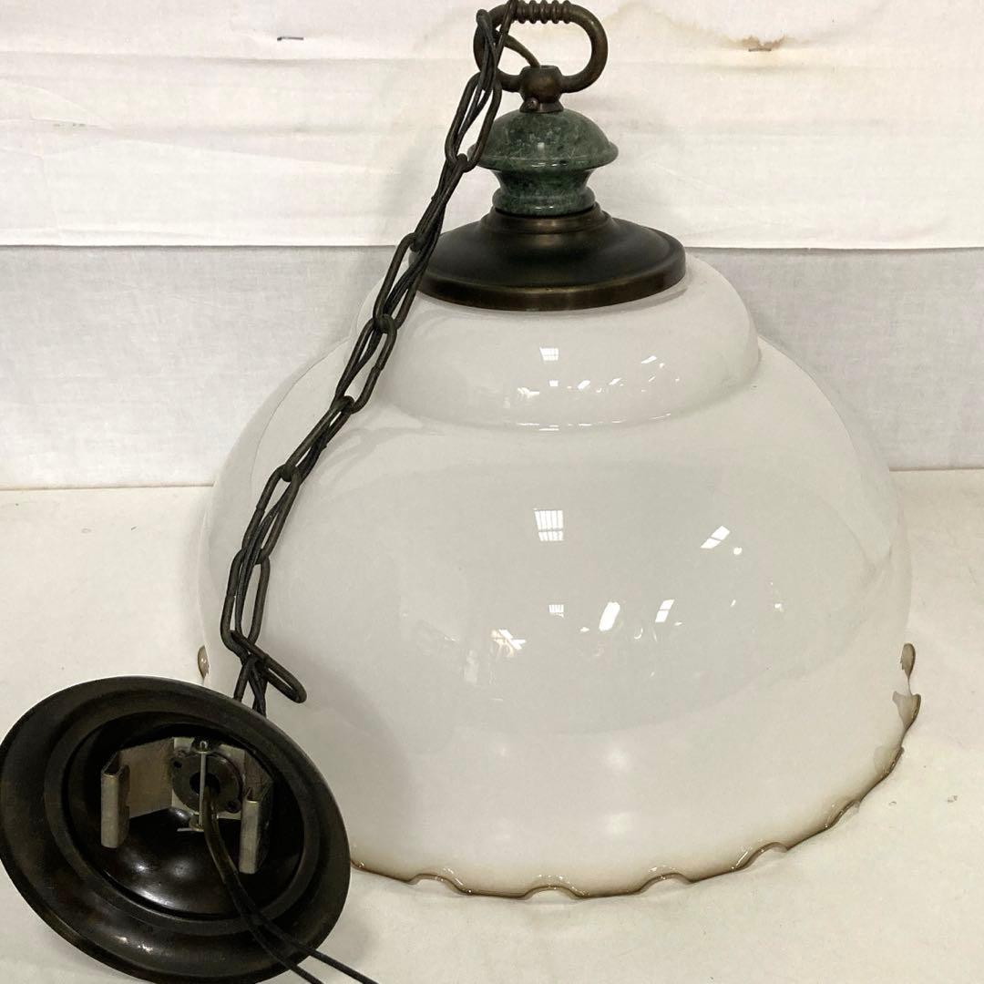 昭和レトロ ペンダントライト ミルクガラス フリル ビンテージ ＊要