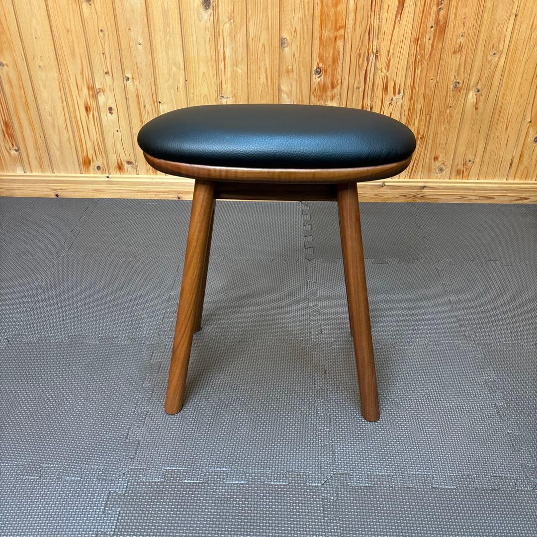 ナガノインテリア スツール ウォールナット×天然皮革