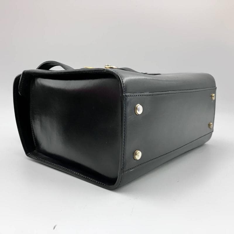 三連金具● セリーヌ 2927 ハンドバッグ 黒 ガンチーニ ゴールド金具