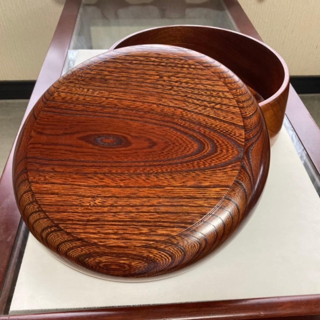 茶びつ 茶櫃 お盆 欅 木製 天然木 くり抜き 蓋付き 茶道具 工芸品