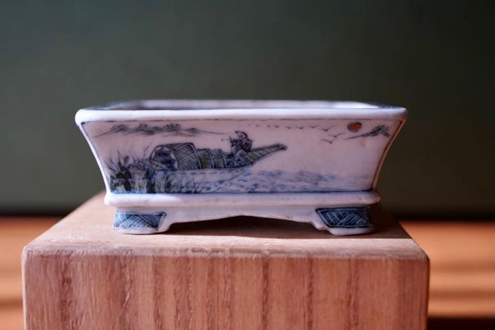 郵送無料　小品盆栽佐野大助  五彩絵　風景鉢