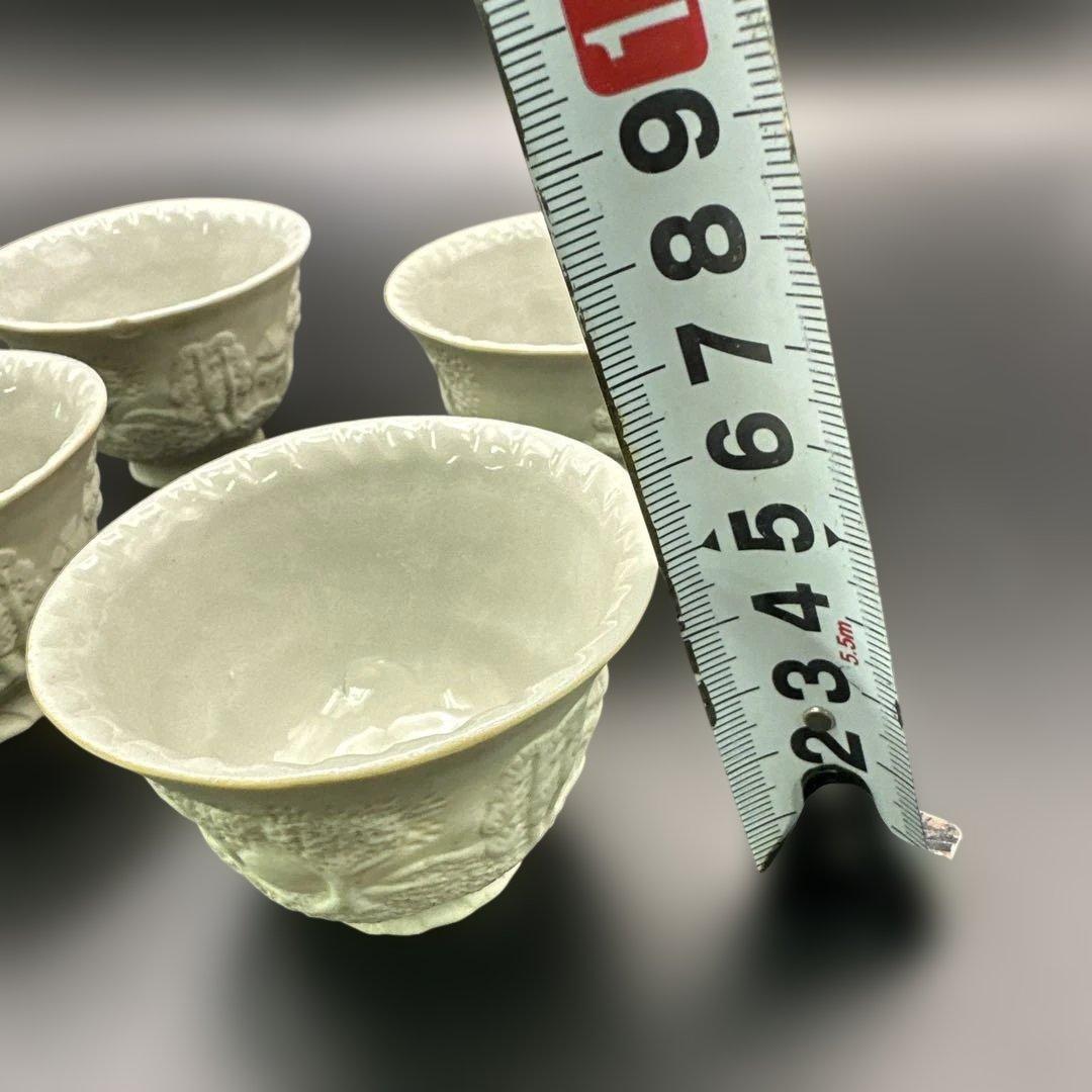 萬古焼，古萬古，浮彫り風景の陶器ボウル4個セット