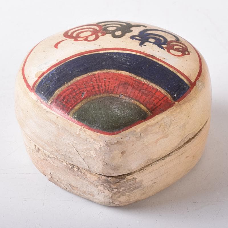 茶道具　白漆　貝文　貝形香合　花押あり　書付時代箱　V　R8327