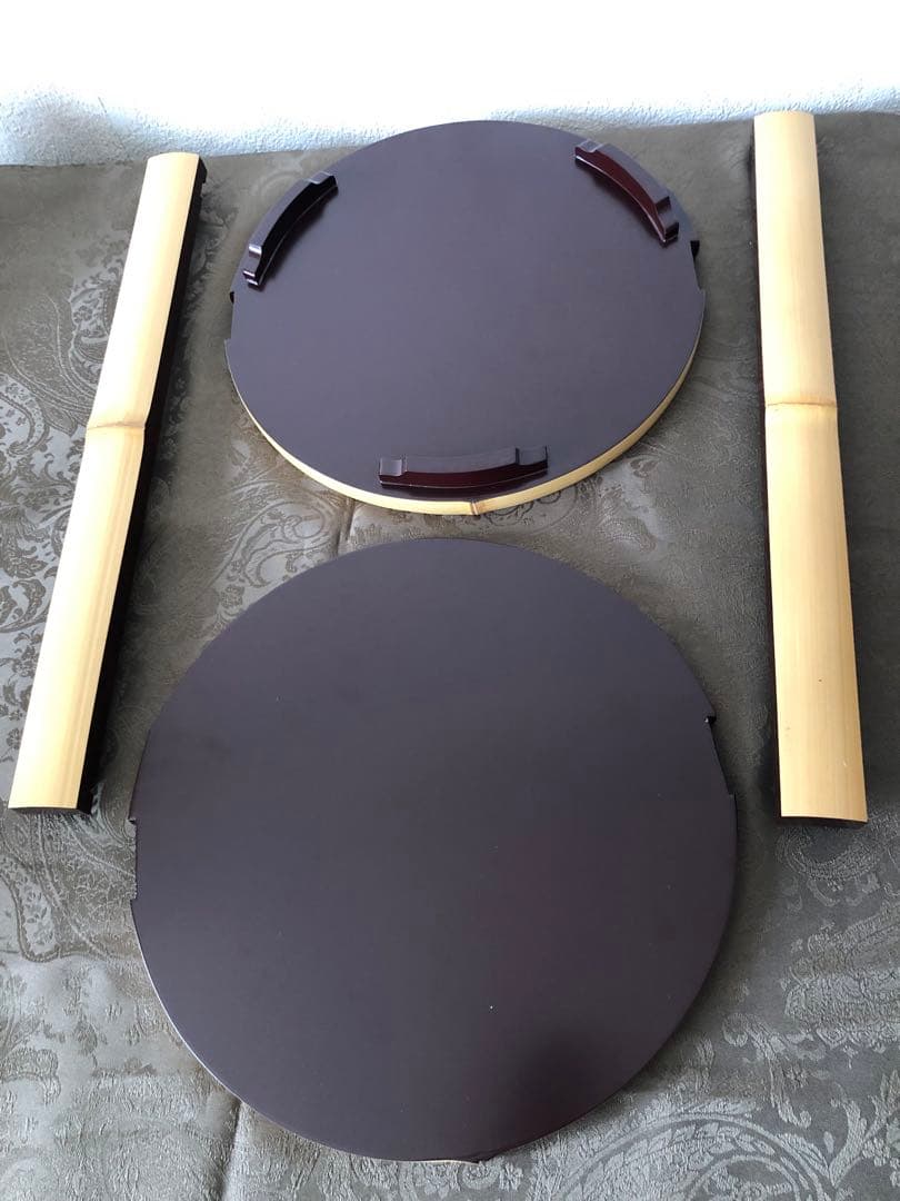 白竹 丸卓 台子 而妙斎好 田原一斎作 組み立て式 茶道具 白竹 丸卓