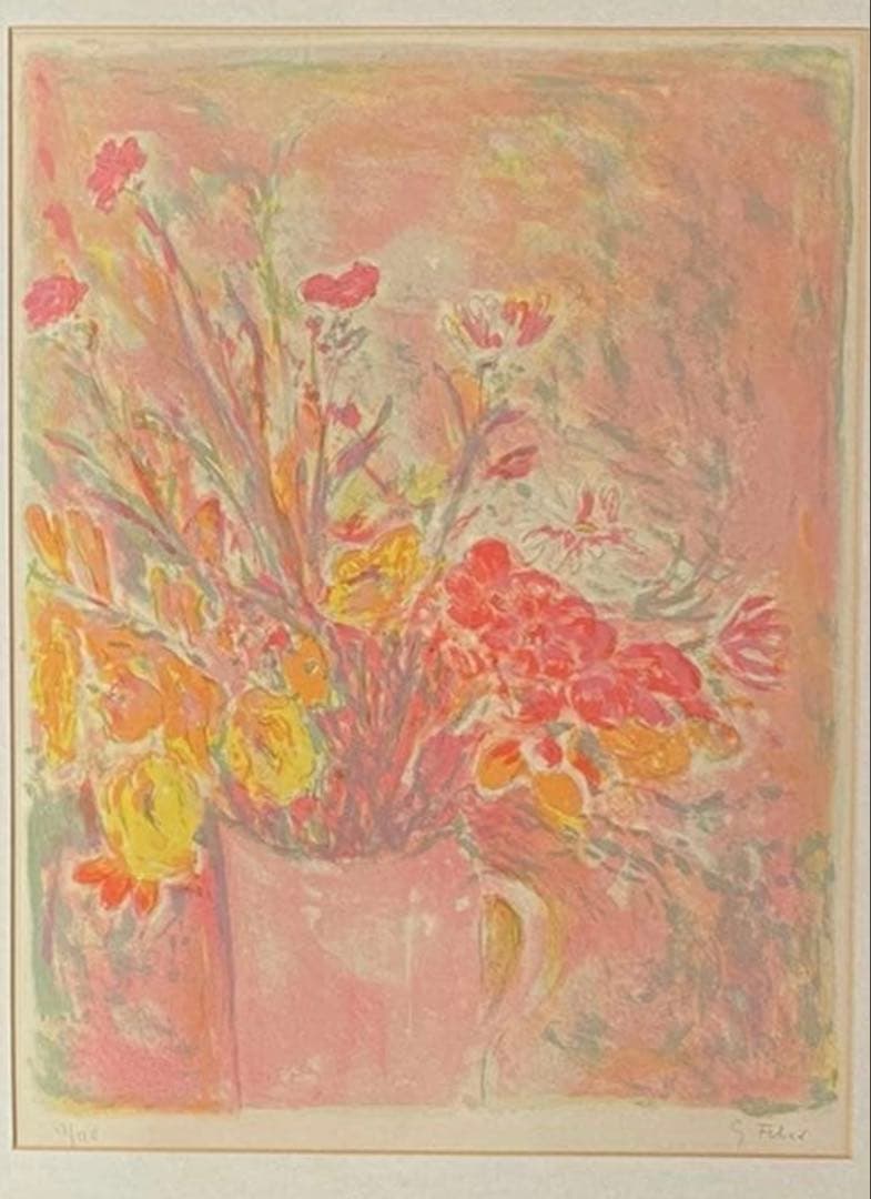 ジョルジュフェール　リトグラフ　花　12/120 自筆サイン有　存在感ある大きさ