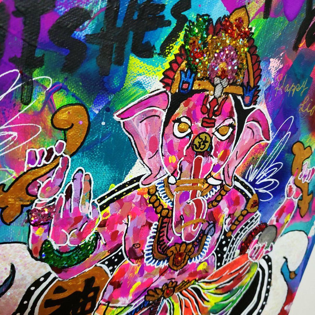 一点物アート】ガネーシャ【現代アート,コラージュ】