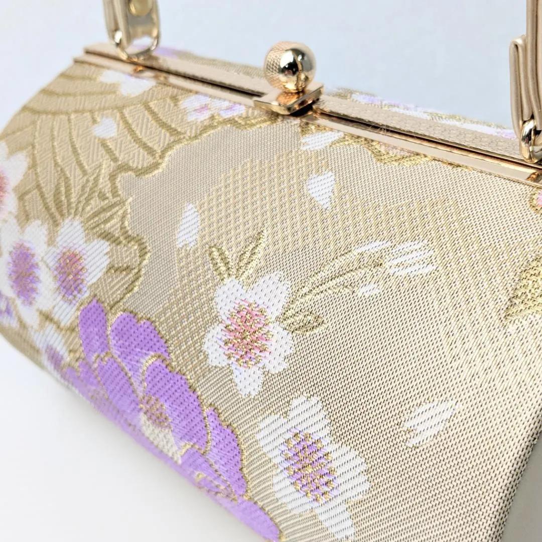 草履バッグセット 振袖 帯地 金 ゴールド 牡丹 フリーサイズ w48-4