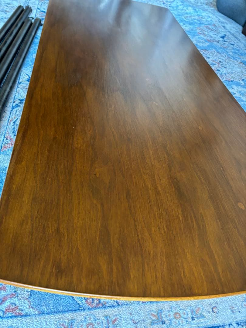 ウォールナット突板テーブル　カフェテーブル　ソファで食事ができる高さ60cm