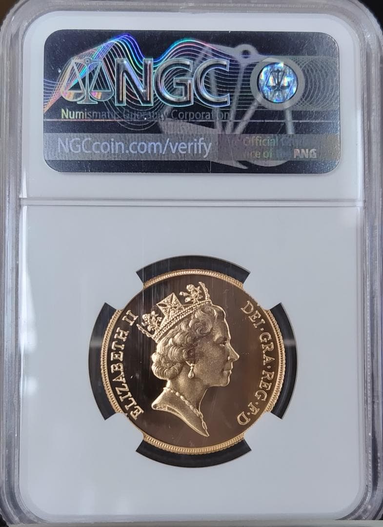 1987年/イギリス/PF70/ミドルエリザベス/金貨/2ソブリン/NGC 1987年