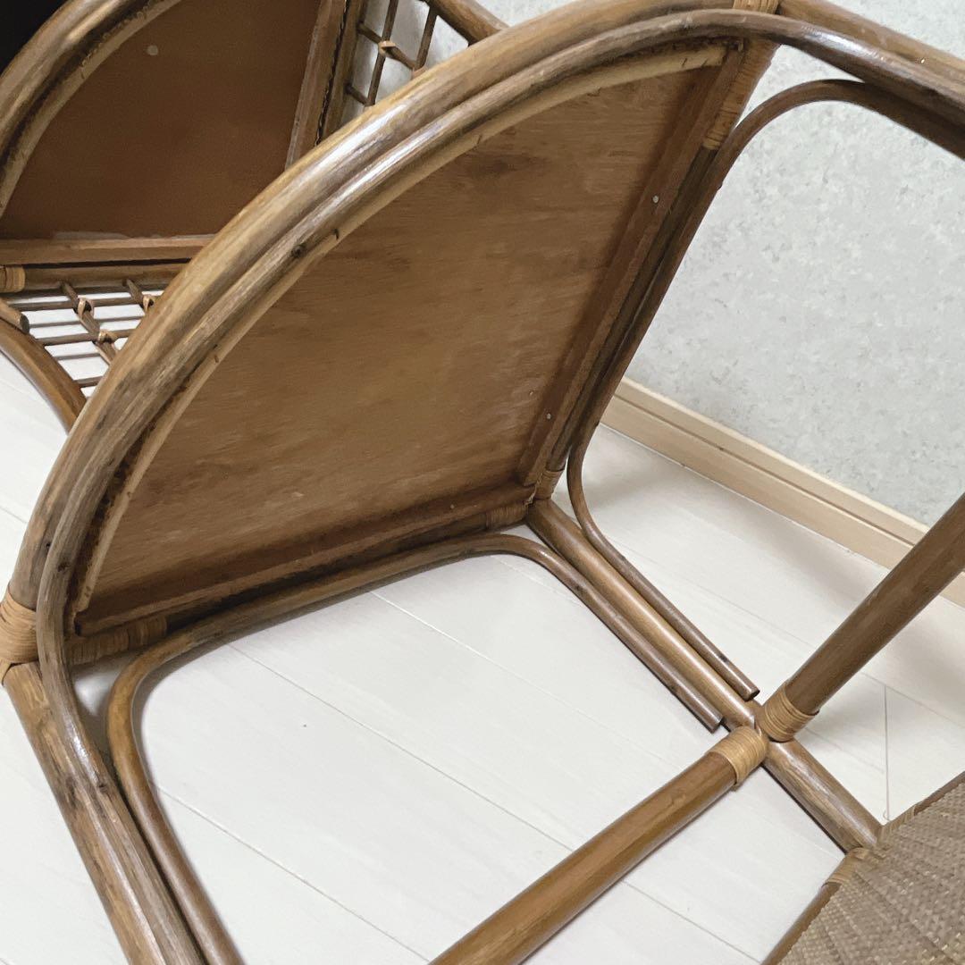 昭和レトロ 3段ラタンシェルフ 扇型コーナーラック 飾り棚