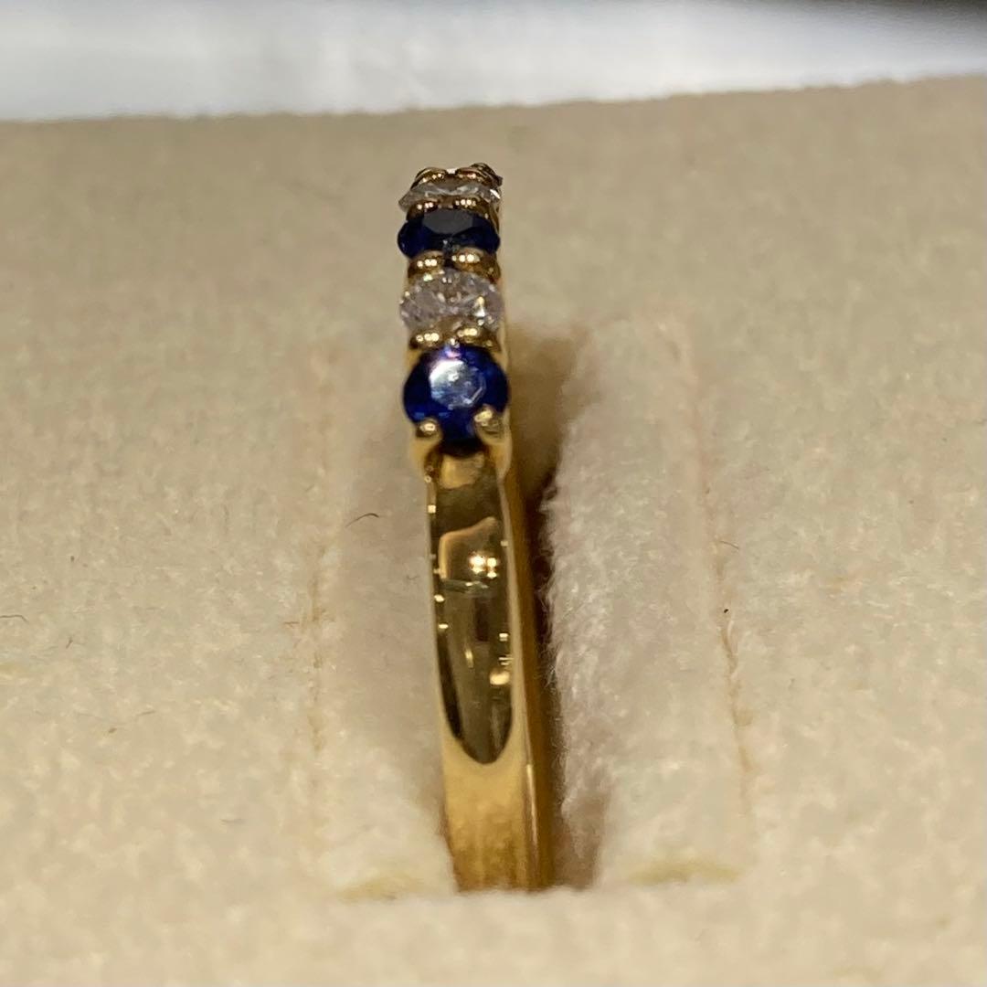 【新品未使用】K18 サファイア ダイヤモンド リング 5石