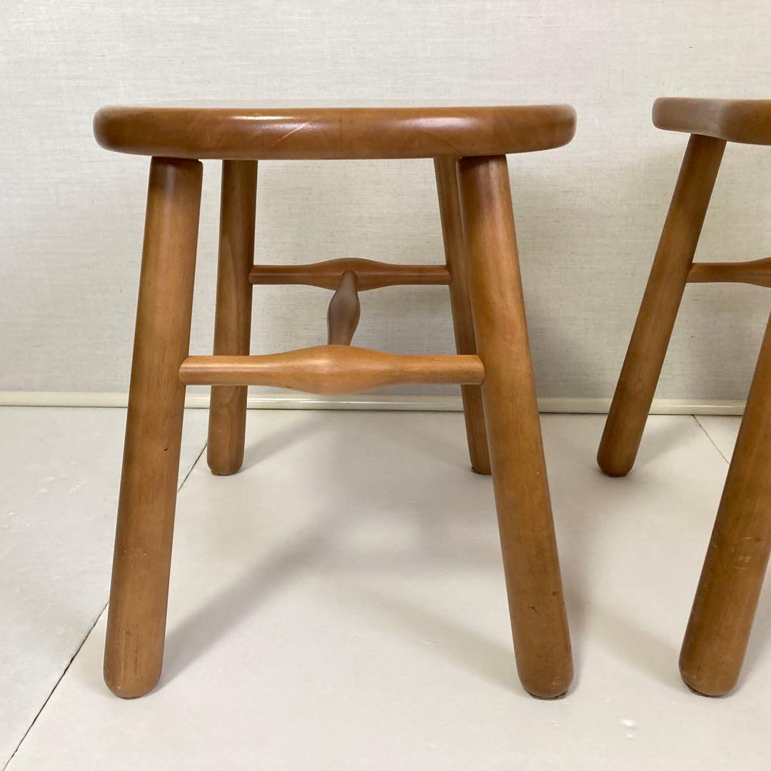 カリモク スツール チェア 椅子 置物台 ナチュラル 2脚 木製 家具 レトロ