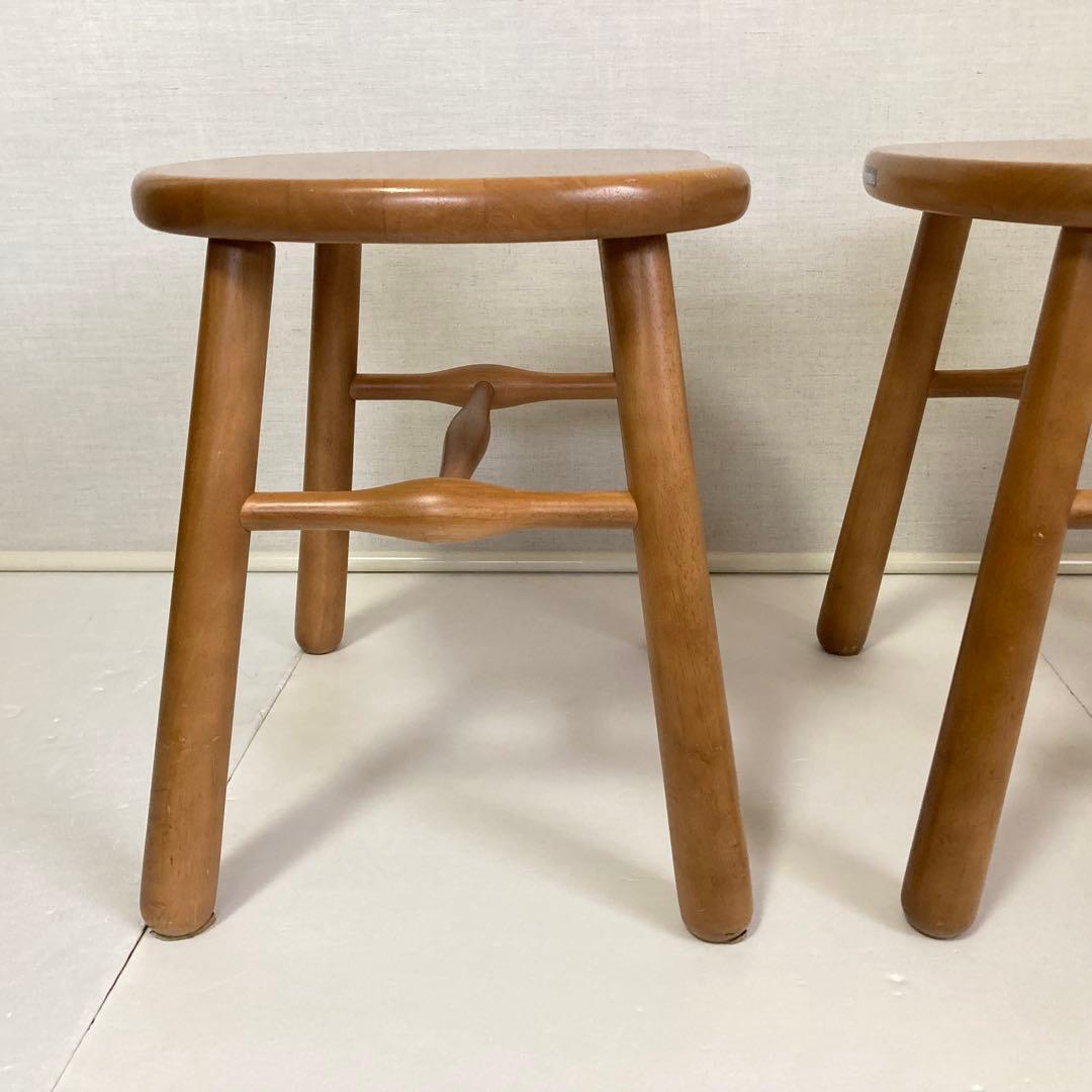 カリモク スツール チェア 椅子 置物台 ナチュラル 2脚 木製 家具 レトロ
