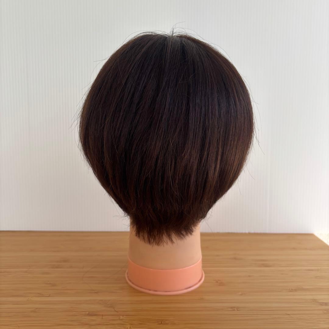 ★サラサラ高級人毛100%★ショートカット　ブラウン　フルウイッグかわいいかつら