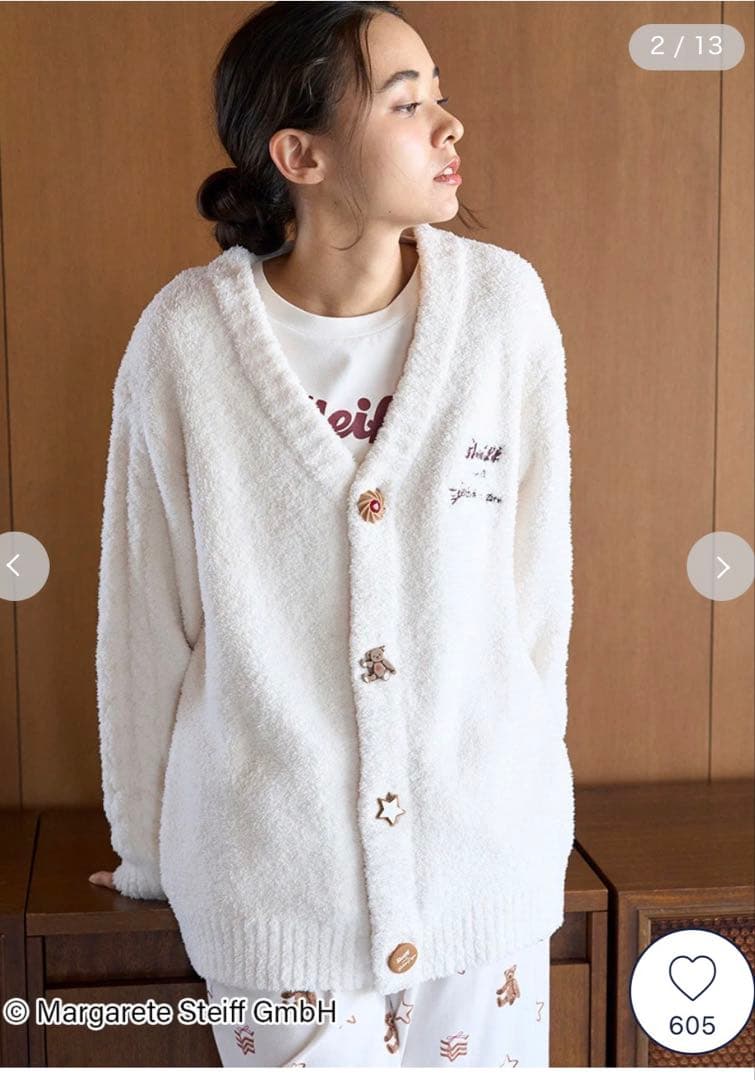 【Steiff】【UNISEX】パウダージャガードカーディガン