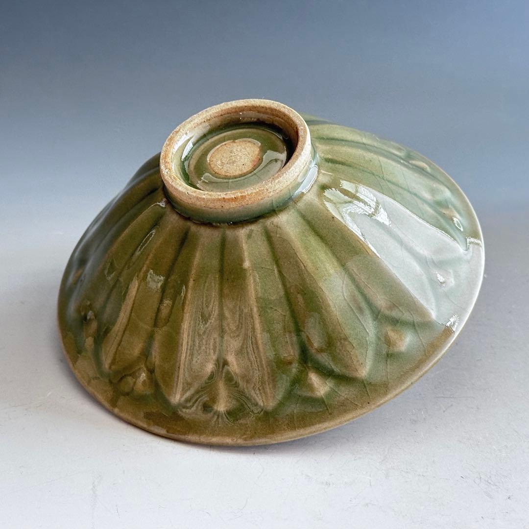 茶道具 青磁 鎬写 茶碗 日比野清峰 共箱 陶芸 薄茶 夏 茶会