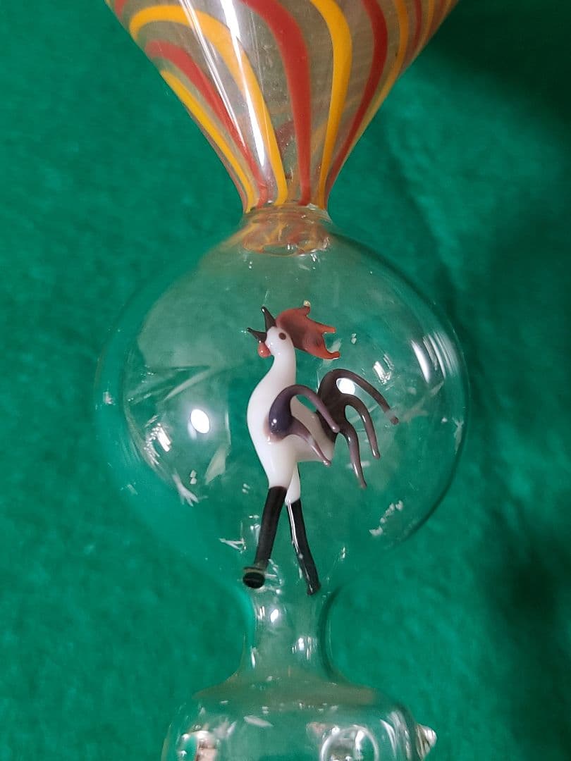 オーストリアアンティークグラス ビミニレース吹きガラス ニワトリ