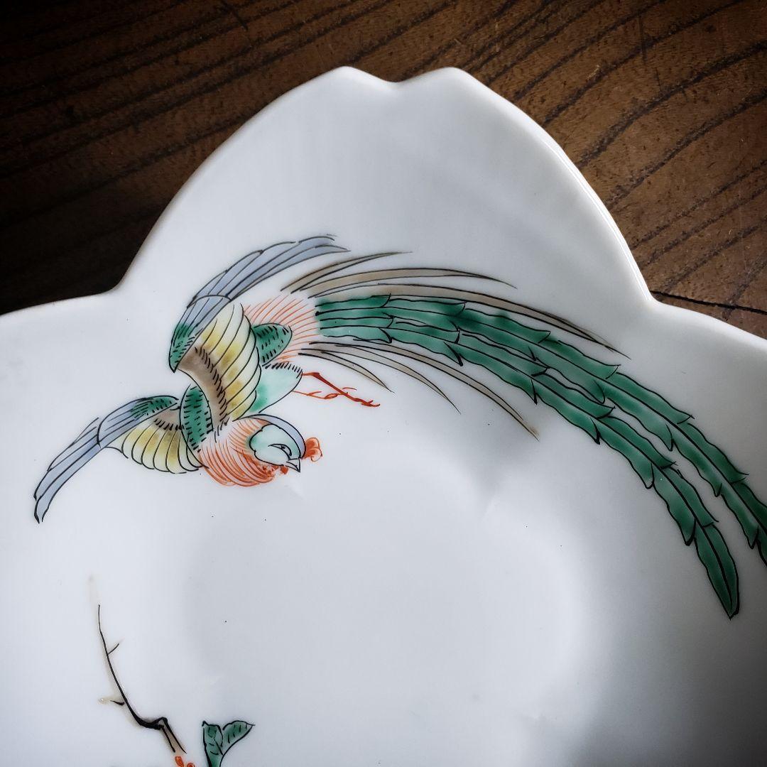 花形皿 変形皿 鳳凰 桐文様 古伊万里 柿右衛門様式 梅花 桜 窯印 明治