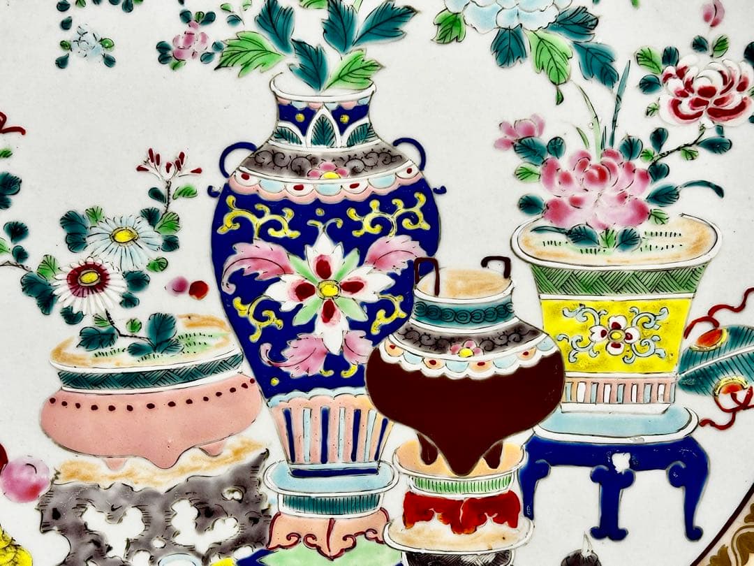 明治の名工 初代晩香 庄村健吉 色絵尺三大皿 有田焼 伊万里