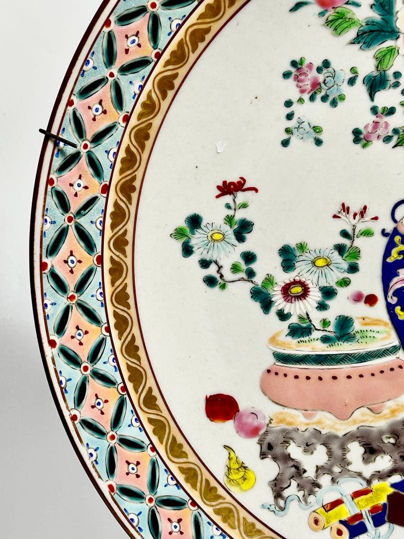 明治の名工 初代晩香 庄村健吉 色絵尺三大皿 有田焼 伊万里