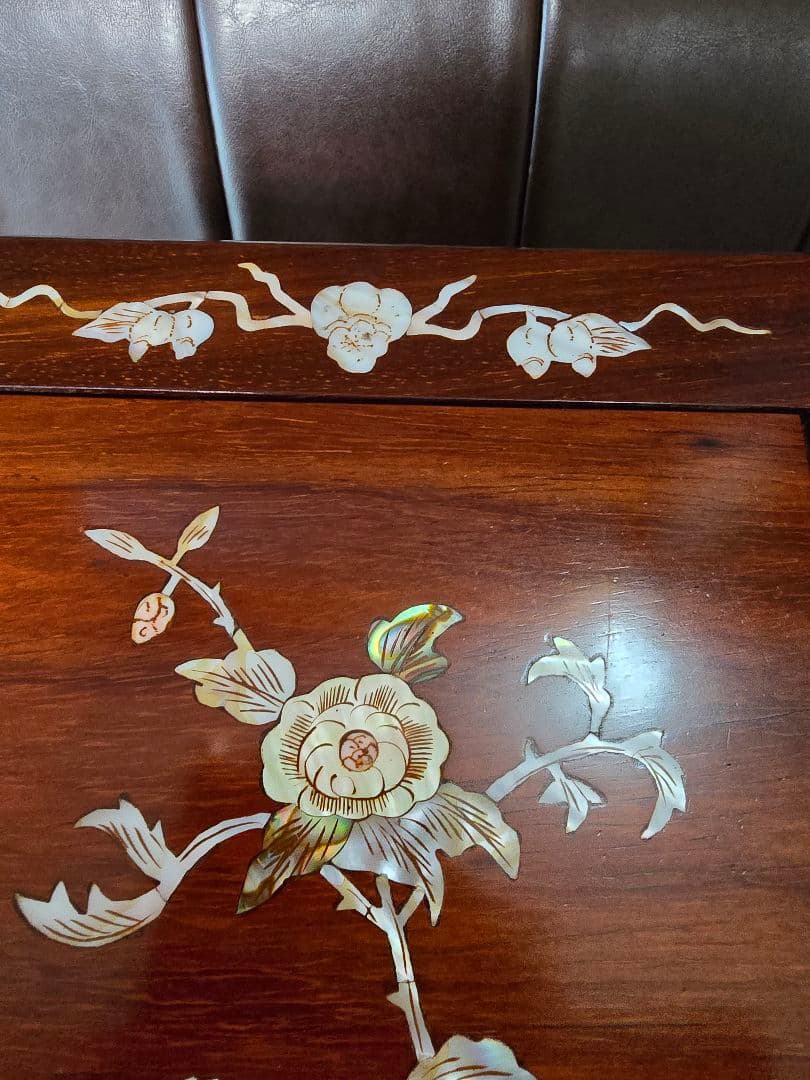 螺鈿家具 螺鈿細工 唐木 花梨 引き出し 五段 チェスト 無垢材 ラデン細工