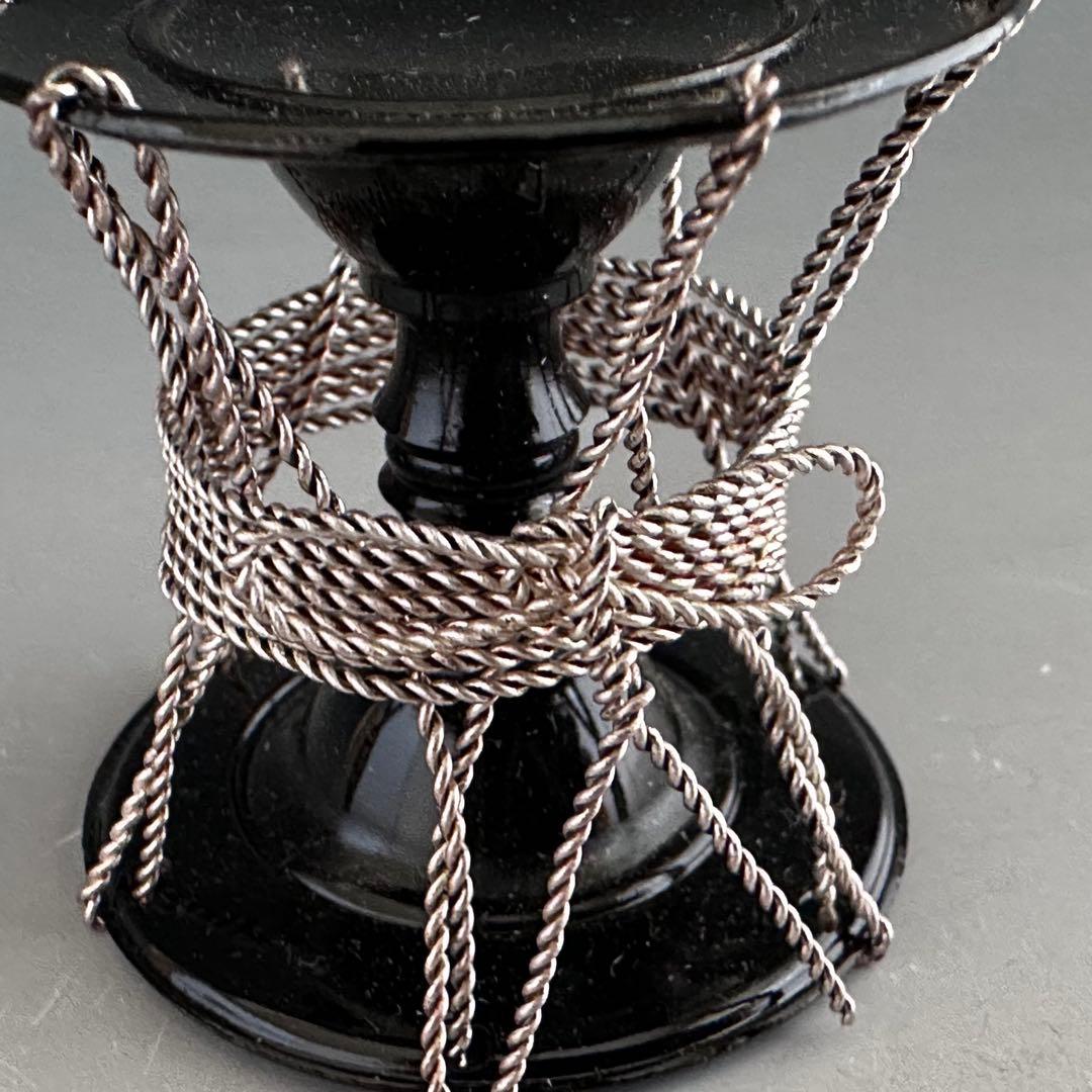 茶道具 黒漆 銀線紐 鼓 蓋置 井波慶州 共箱 金工 稽古 茶会