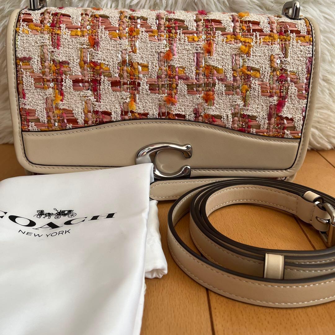 COACH ショルダーバッグ バンディット ツイード クロスボディ レザー