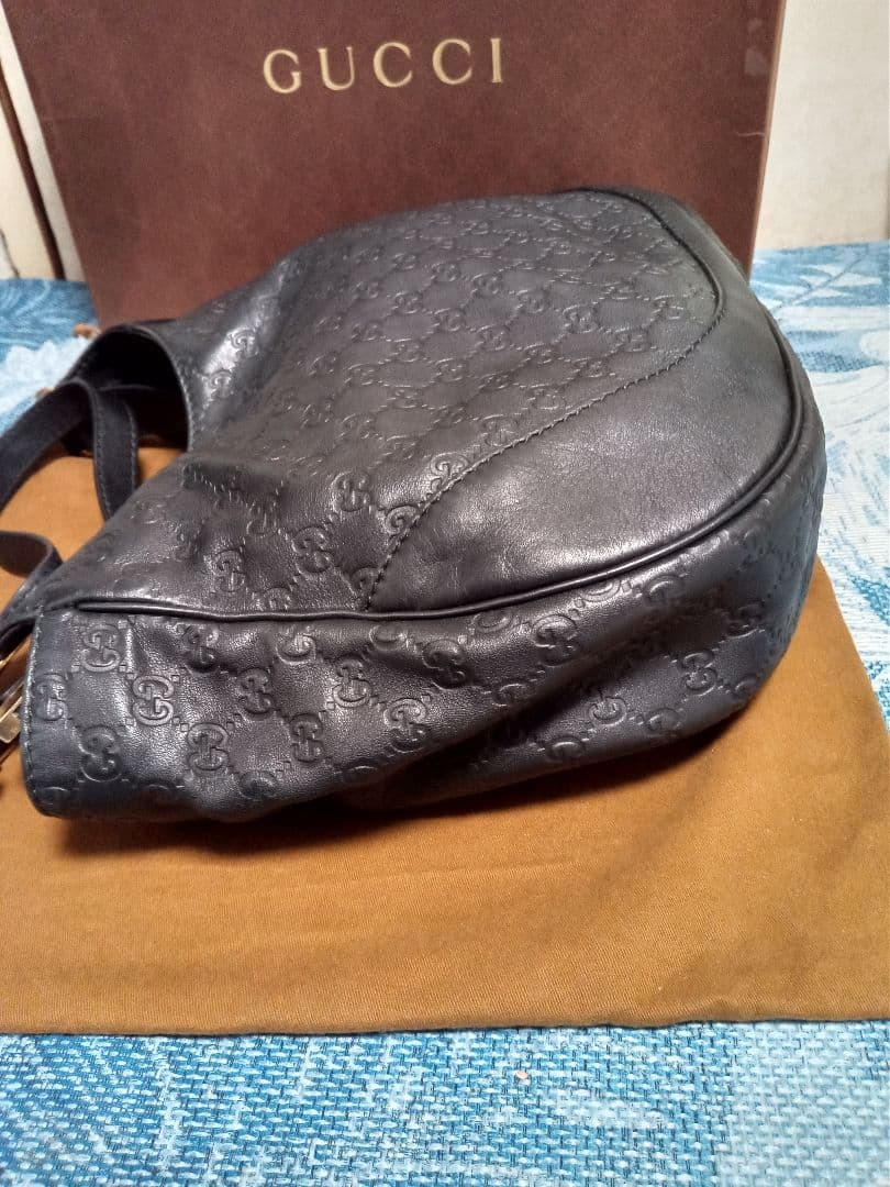 【極美品】GUCCI グッチ　シマ　G金具　レザー　ショルダーバッグ　ブラック