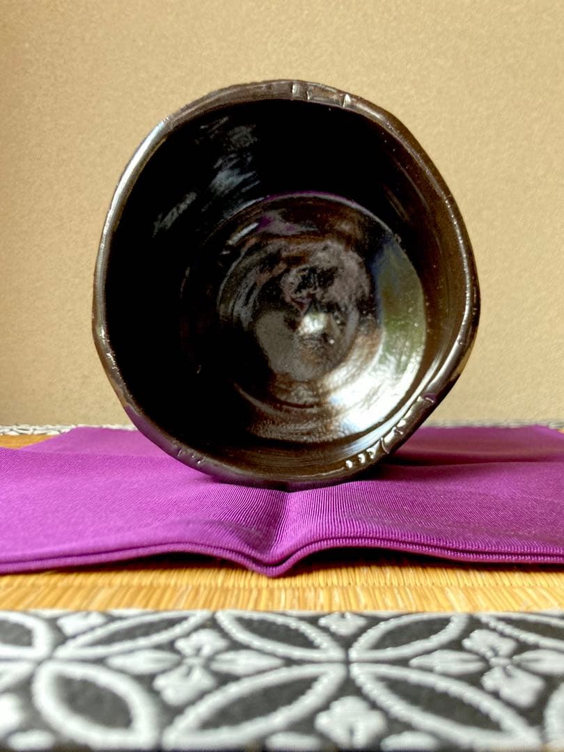 瀬戸黒茶盌加藤卓男作本物保証 国指定重要無形文化財保持者