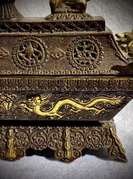銅器 仏教 八宝香炉 古美術 コレクション品 銅製 工芸品 彫刻装飾品