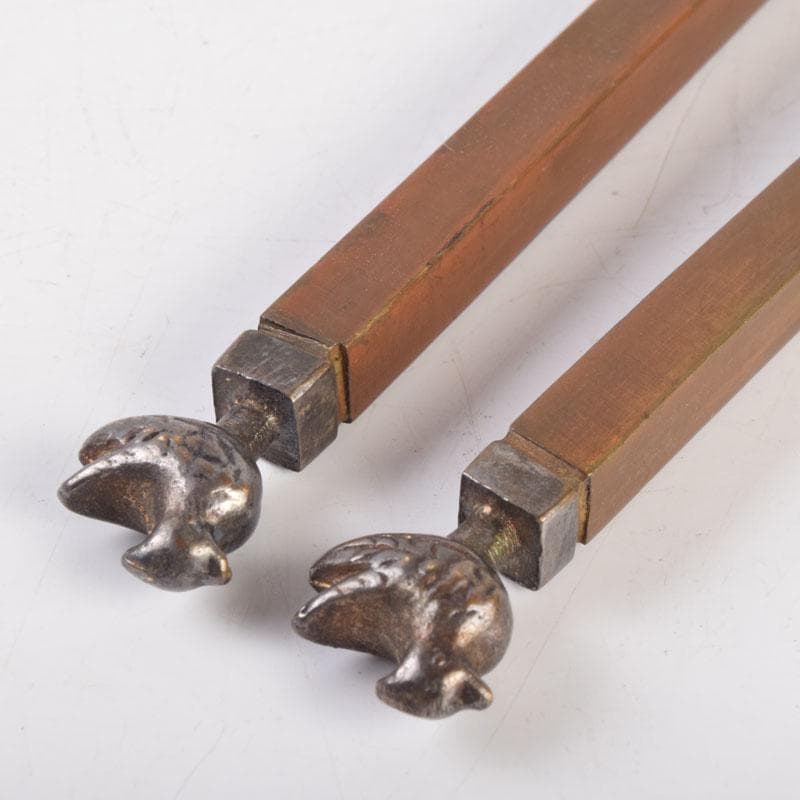 茶道具 銅製 鳥頭炉火箸 箱付 V 8684