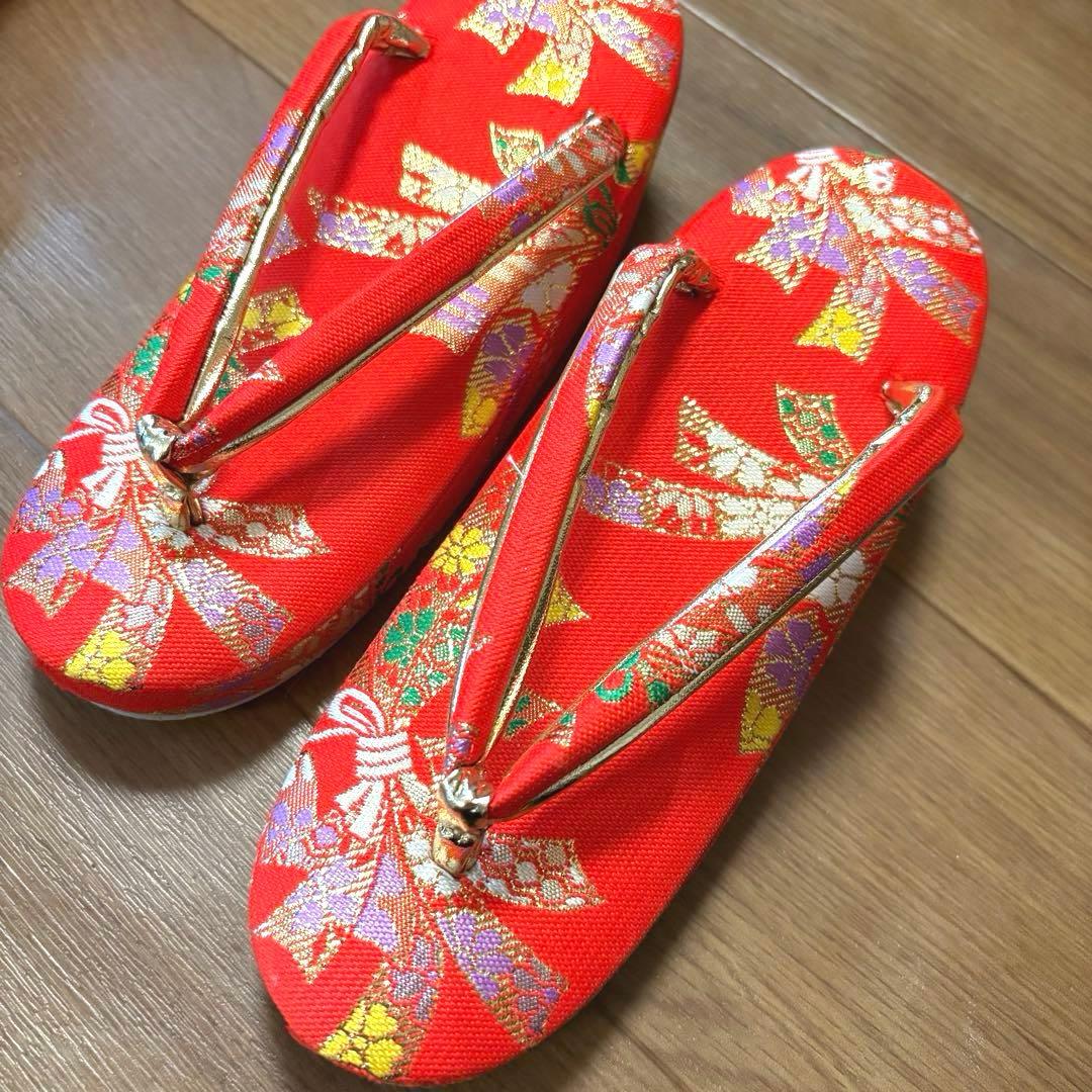 七五三 セット7歳 女の子 手毬 梅 オレンジ系 ピンク 花御所車 金プリント