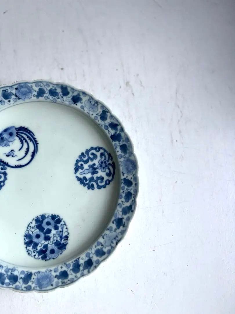 【ケイト様リクエスト】923 骨董 アンティーク 古伊万里 花唐草輪花皿 4点