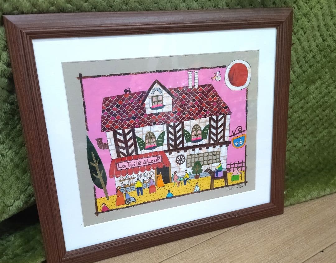 奥村ユズル　水彩画原画　ノルマンディーの陶器屋さん