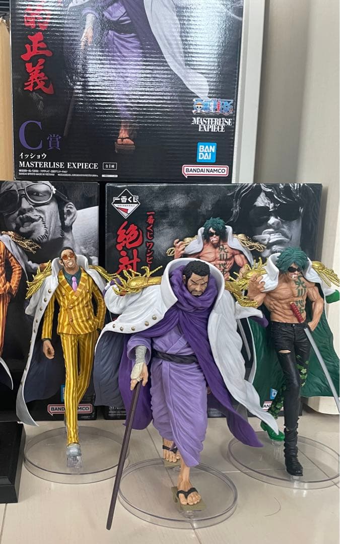 新品 一番くじ ワンピース 絶対的正義 海軍大将 黄猿 藤虎 緑牛 フィギュア