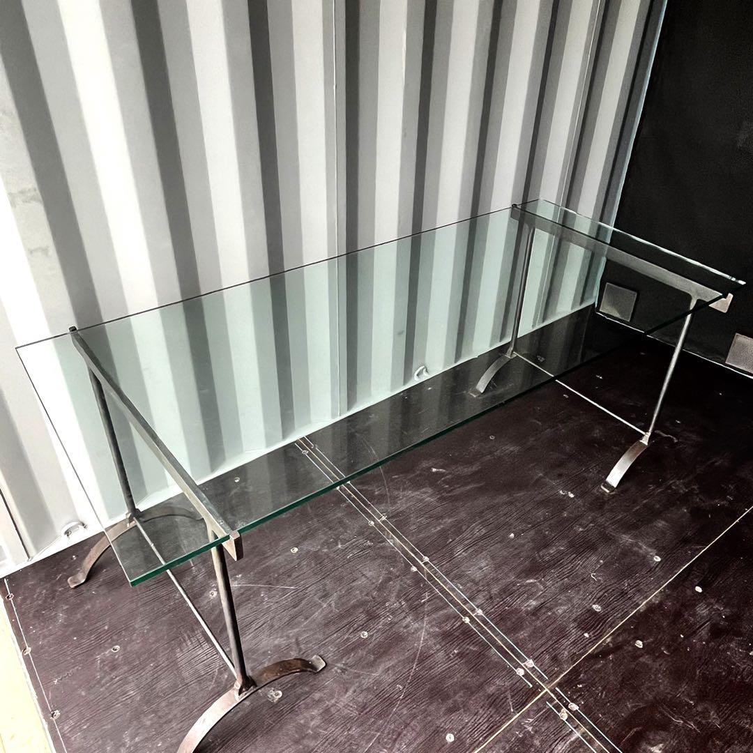 取付無料！真鍮 ガラス天板 インダストリアル モダンダイニングテーブル✨