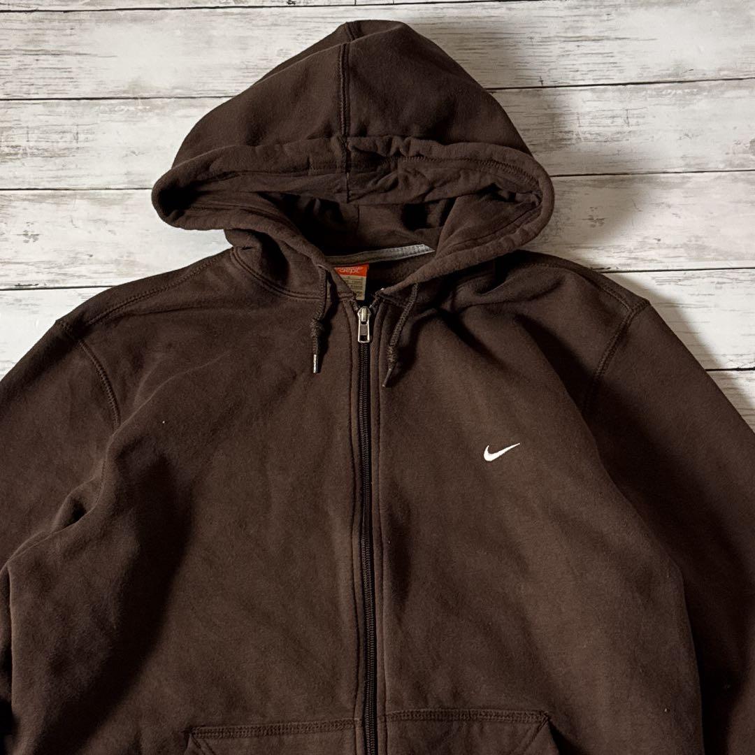 r*a様 NIKE フルジップ パーカー L ブラウン 刺繍ロゴ パキスタン製