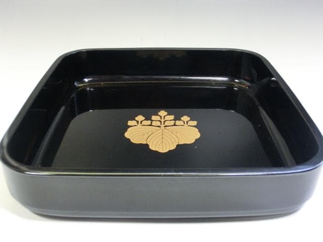 盆■万寿盆 桐紋 漆器 黒塗り 広蓋 祝儀盆 萬寿盆 共箱 骨董品 古道具■