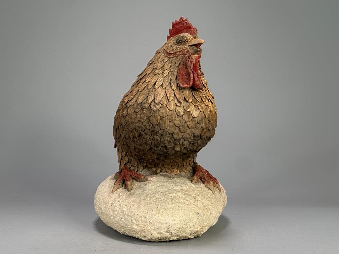 台湾陶磁 作家品 郭金蒼 在銘 鶏 置物 縁起物