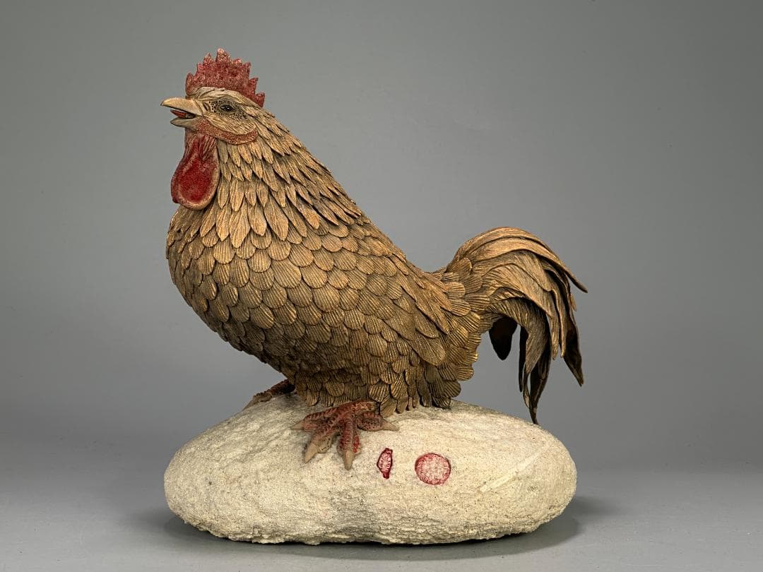 台湾陶磁 作家品 郭金蒼 在銘 鶏 置物 縁起物