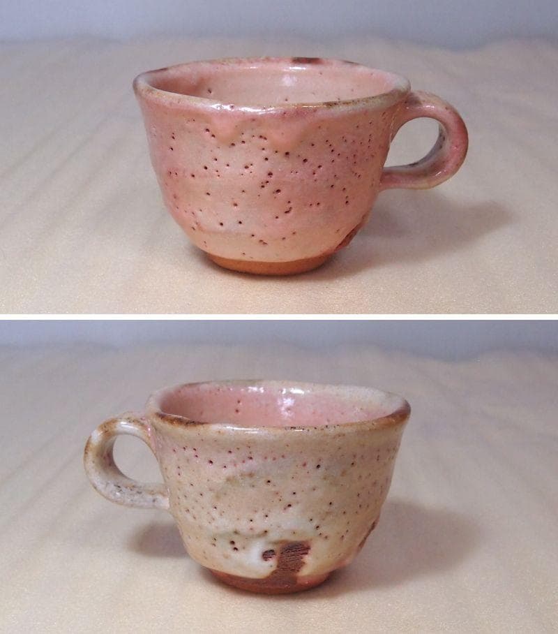 【未使用】志野 半桂窯 石坂徳平 コーヒーカップ2客/ペア 珈琲碗/ティーカップ