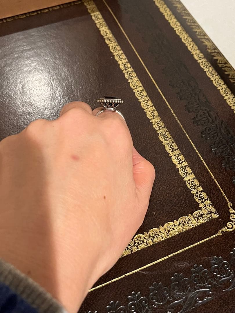 OLD TIFFANY ブラック オニキス デイジー シルバー11号くらい美品