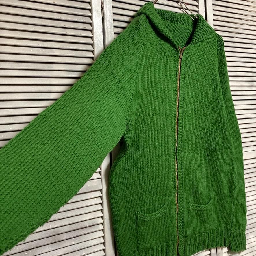 @*様 BPLS アニマル カーディガン 古着 50s 60s 緑 カウチン タ