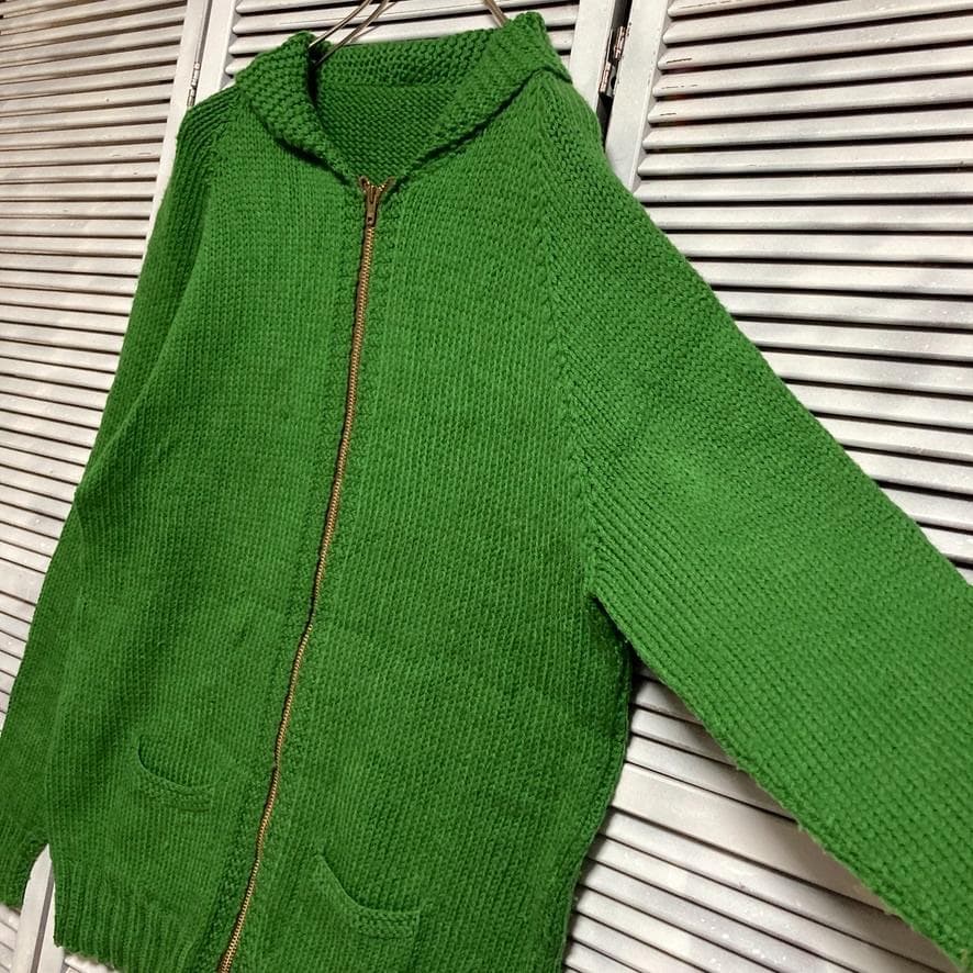 @*様 BPLS アニマル カーディガン 古着 50s 60s 緑 カウチン タ